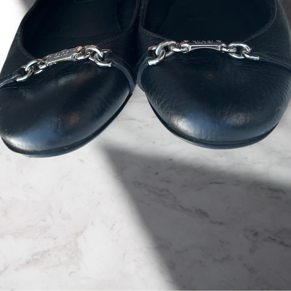Gucci Black Leather Cellarius Silver Hardware Ballet Flats Sz 35 5 / 5.5 - Picture 9 of 15